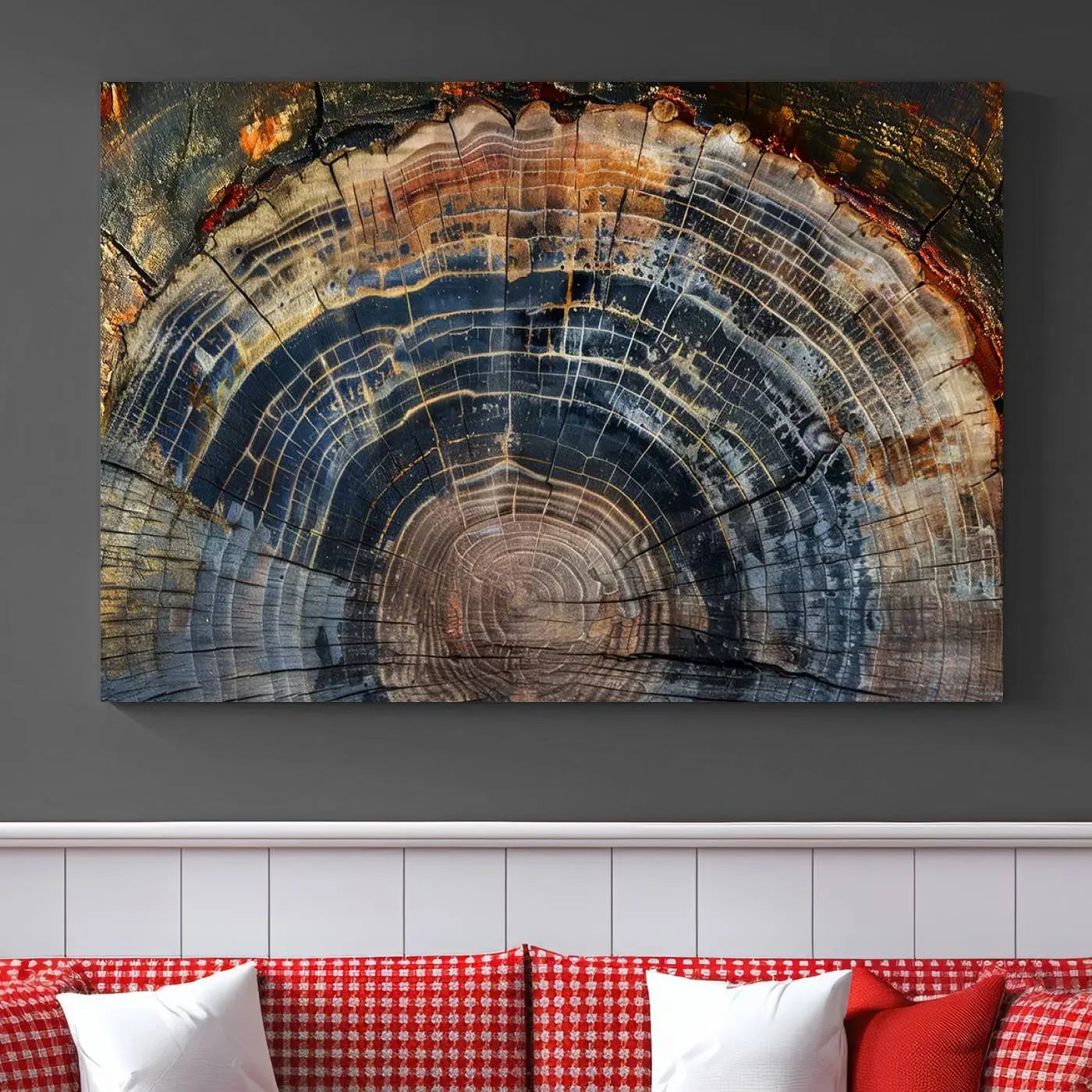 Abstract Tree Ring Wall Art, Wood Ring Colorful Tree Ring Wall Decor, Minimalist abstract wall art Home Canvas Art, Modern Farmhouse Decor