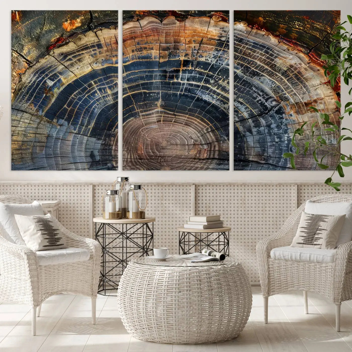 Abstract Tree Ring Wall Art, Wood Ring Colorful Tree Ring Wall Decor, Minimalist abstract wall art Home Canvas Art, Modern Farmhouse Decor