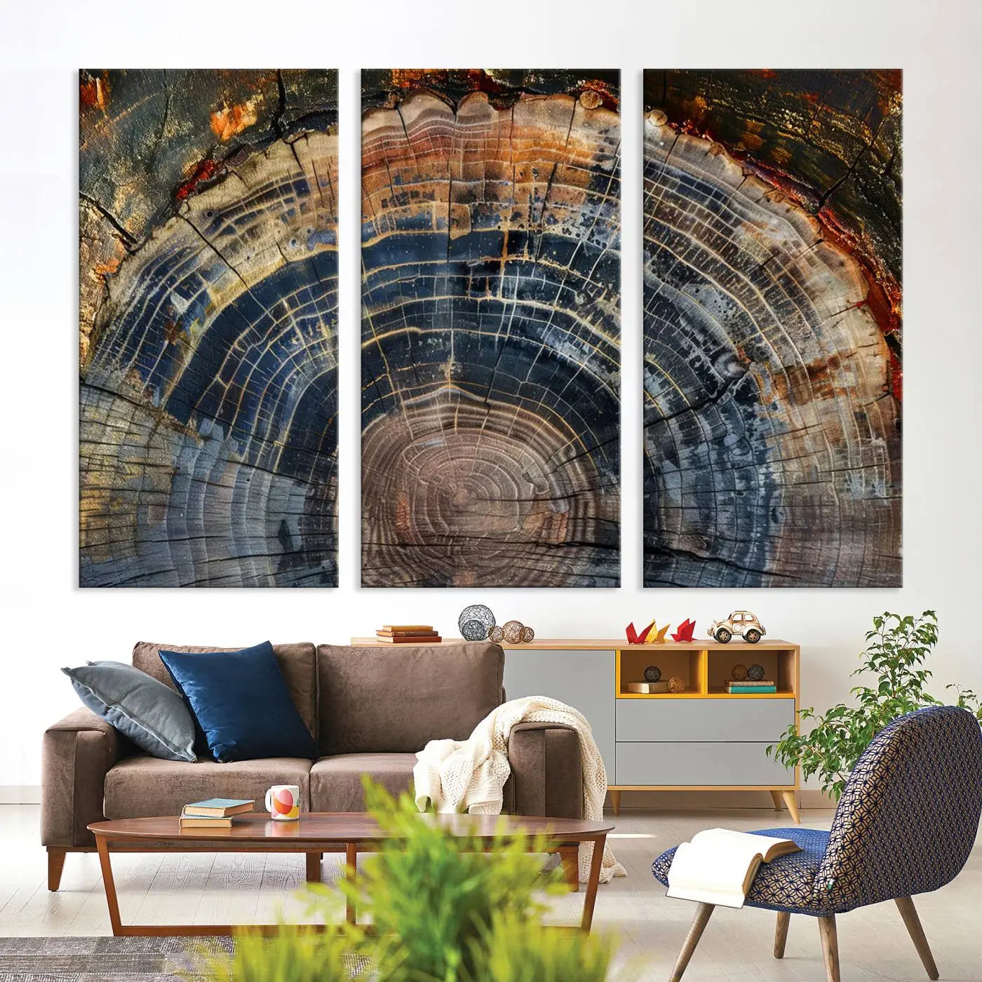 Abstract Tree Ring Wall Art, Wood Ring Colorful Tree Ring Wall Decor, Minimalist abstract wall art Home Canvas Art, Modern Farmhouse Decor