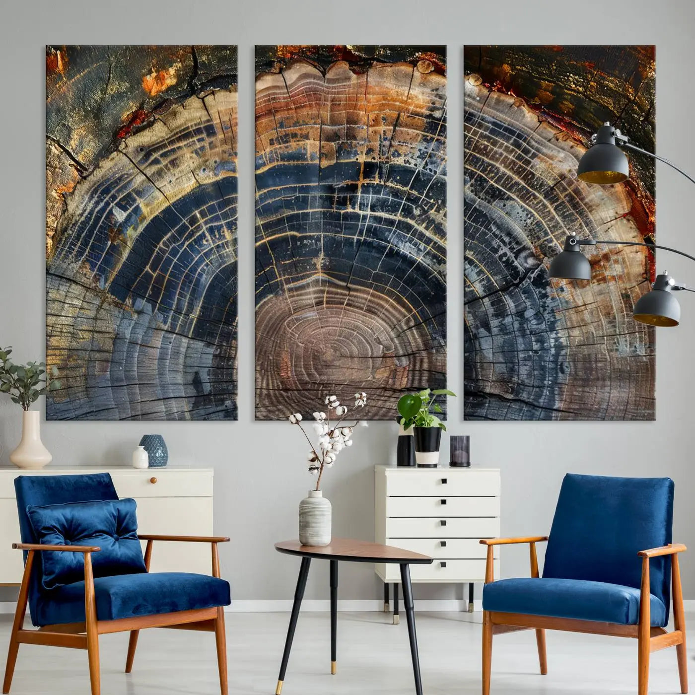 Abstract Tree Ring Wall Art, Wood Ring Colorful Tree Ring Wall Decor, Minimalist abstract wall art Home Canvas Art, Modern Farmhouse Decor