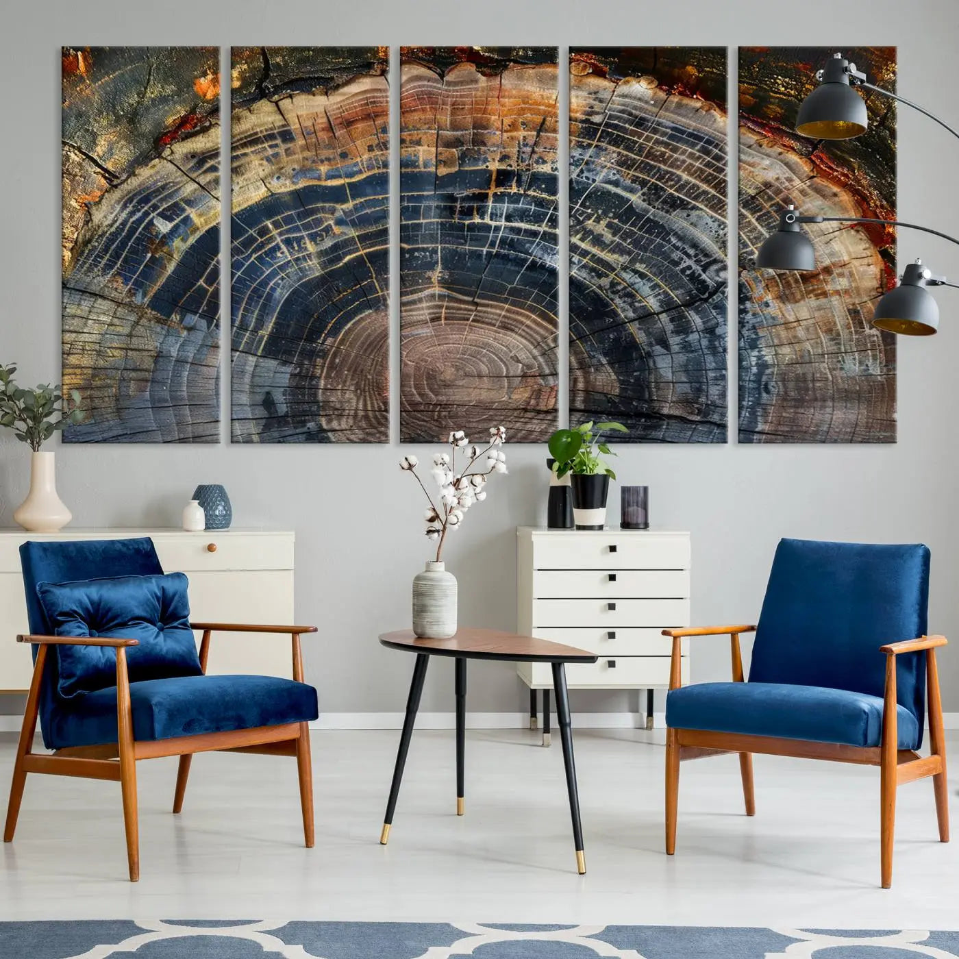 Abstract Tree Ring Wall Art, Wood Ring Colorful Tree Ring Wall Decor, Minimalist abstract wall art Home Canvas Art, Modern Farmhouse Decor