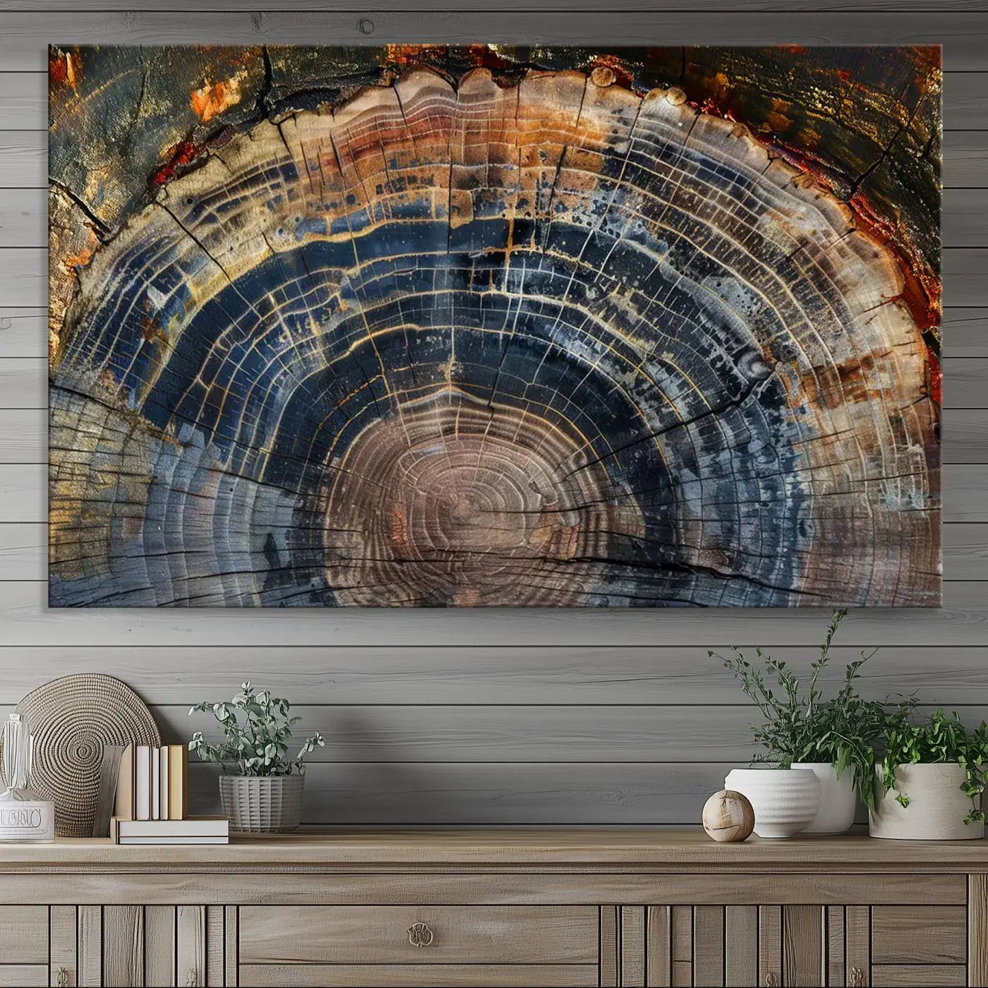Abstract Tree Ring Wall Art, Wood Ring Colorful Tree Ring Wall Decor, Minimalist abstract wall art Home Canvas Art, Modern Farmhouse Decor