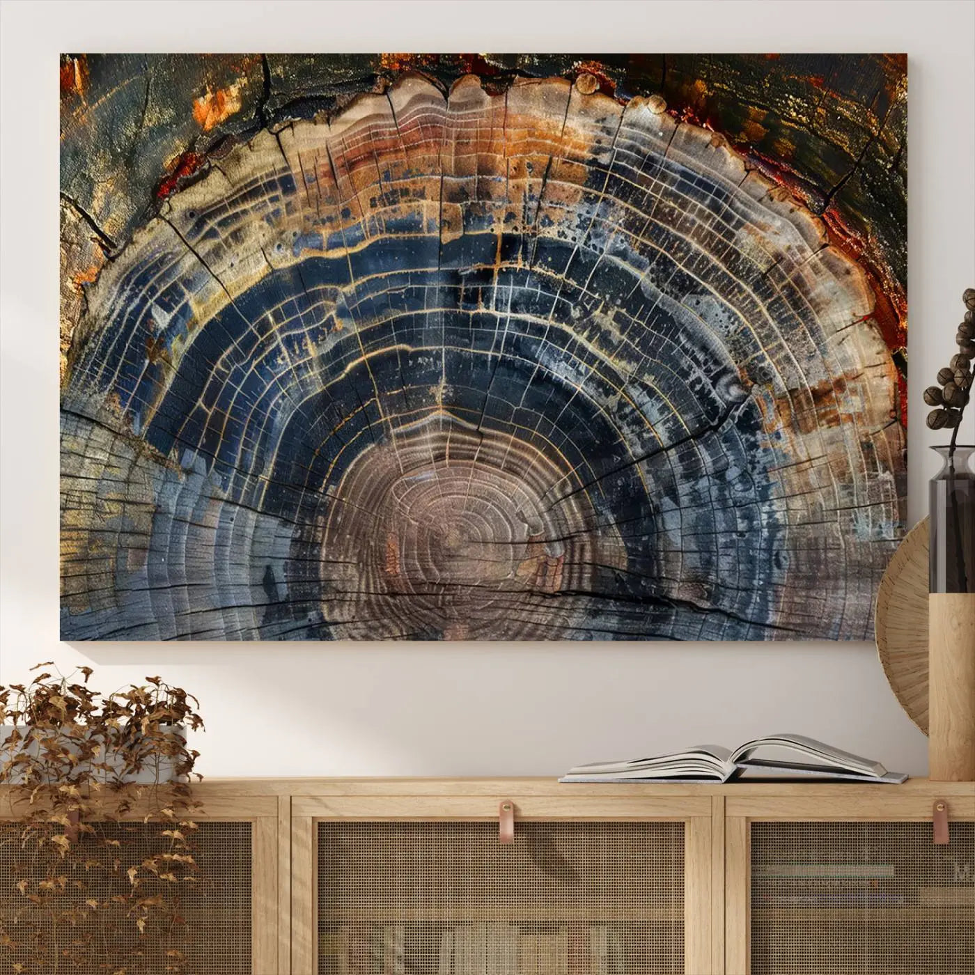 Abstract Tree Ring Wall Art, Wood Ring Colorful Tree Ring Wall Decor, Minimalist abstract wall art Home Canvas Art, Modern Farmhouse Decor