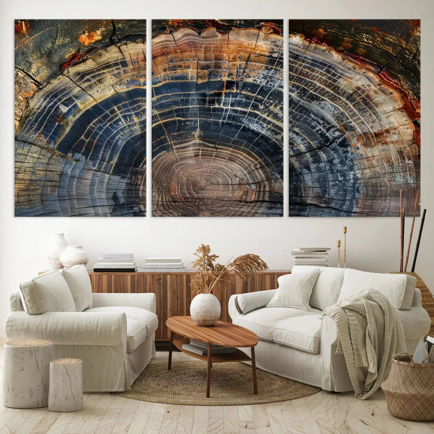 Abstract Tree Ring Wall Art, Wood Ring Colorful Tree Ring Wall Decor, Minimalist abstract wall art Home Canvas Art, Modern Farmhouse Decor