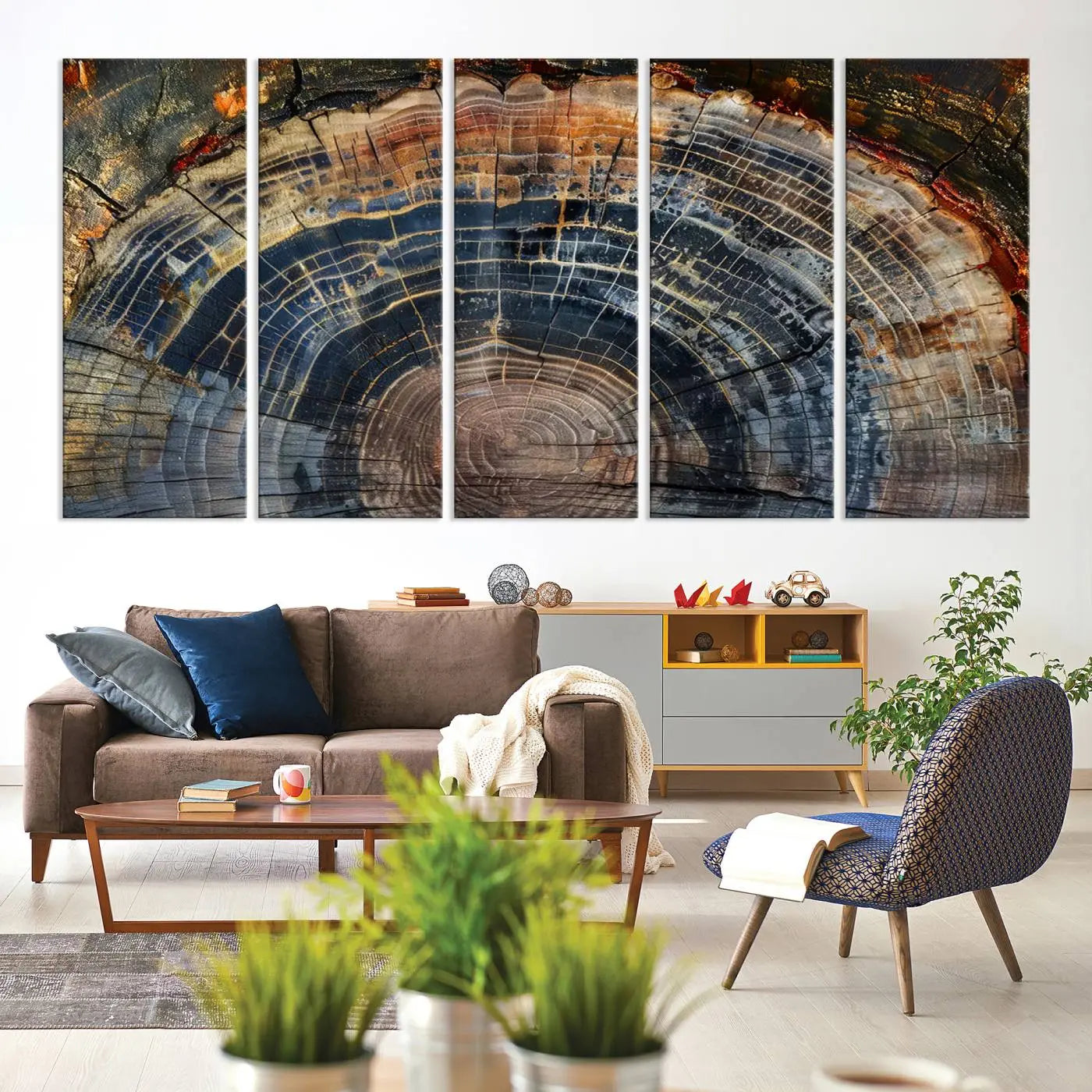 Abstract Tree Ring Wall Art, Wood Ring Colorful Tree Ring Wall Decor, Minimalist abstract wall art Home Canvas Art, Modern Farmhouse Decor