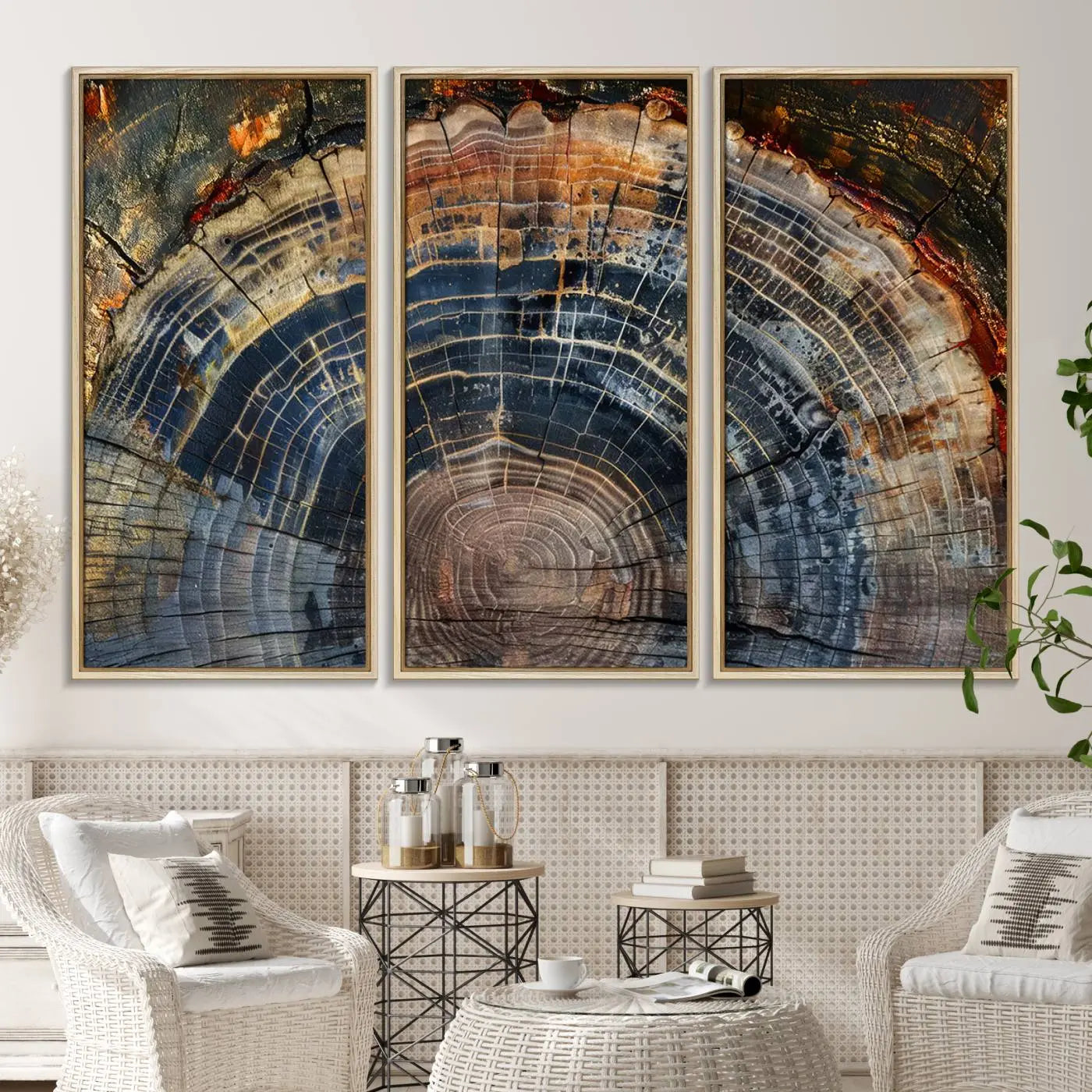 Abstract Tree Ring Wall Art, Wood Ring Colorful Tree Ring Wall Decor, Minimalist abstract wall art Home Canvas Art, Modern Farmhouse Decor
