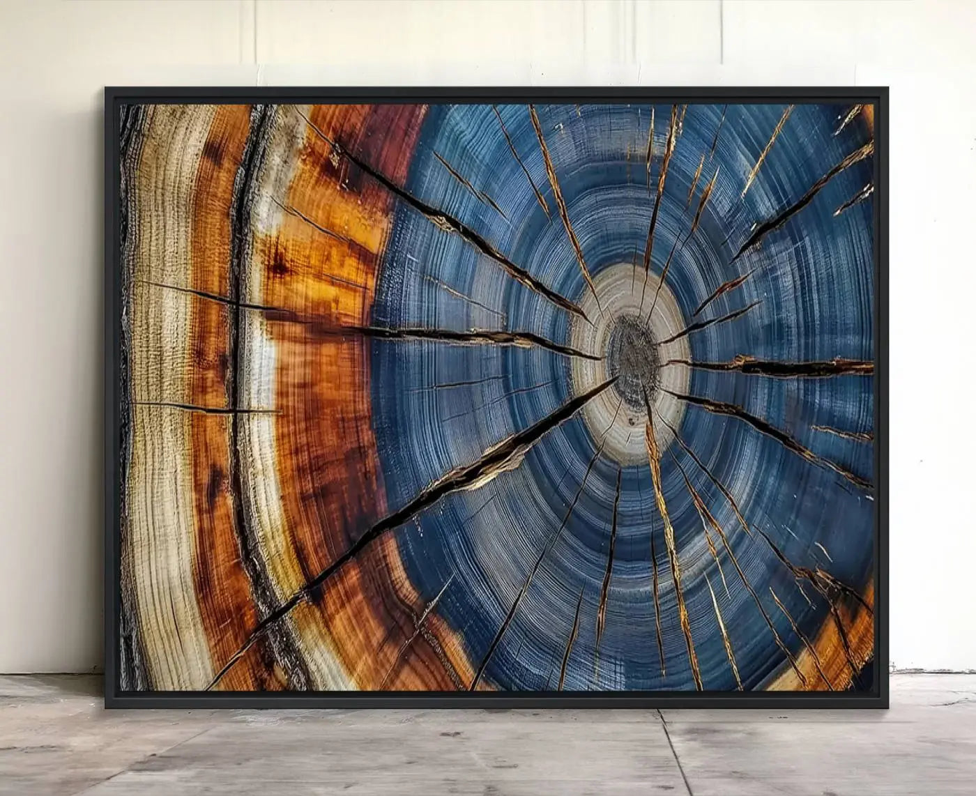 10583-MGV-FC-36X24_Black-Abstract Tree Rings Canvas Wall Art - Wood Grain Canvas Print - Nature-Inspired Modern Wood Grain Wall Decor
