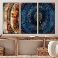 Abstract Tree Rings Wall Art Canvas Print - Wood Grain Rings Canvas Print - Nature Woodland Wall Decor for Long Home Cabin Farmhouse Wall
