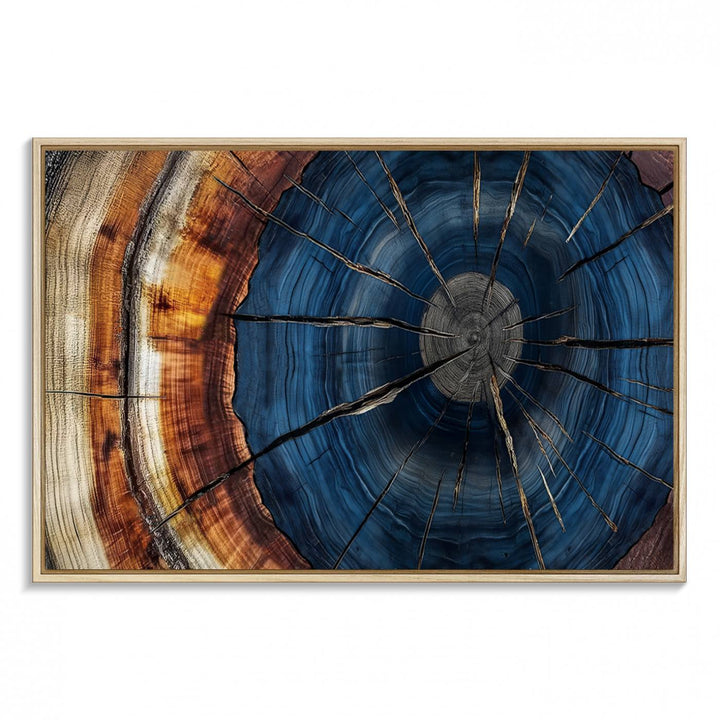 Abstract Tree Rings Wall Art Canvas Print - Wood Grain Rings Canvas Print - Nature Woodland Wall Decor for Long Home Cabin Farmhouse Wall