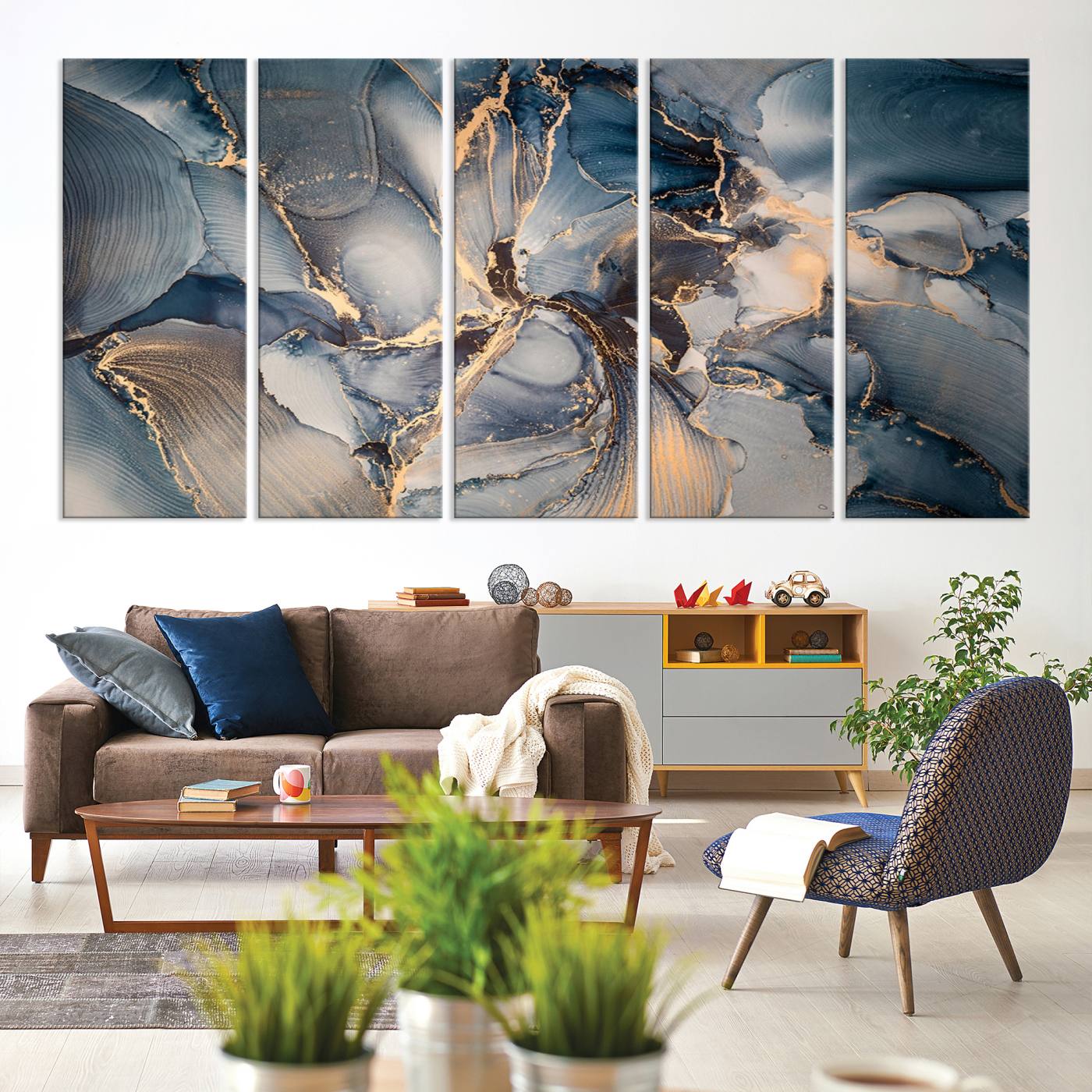 69995-MGV-CV-60X31-5P-Abstract Wall Art Canvas Print for Modern Home Decor