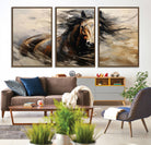 53001-MGV-CV-36X24-Abstract Wall Art Horse Print - Large Western Horse Canvas - Farmhouse Woodland Wall Art - Framed Barn and Log Cabin Winter Artwork