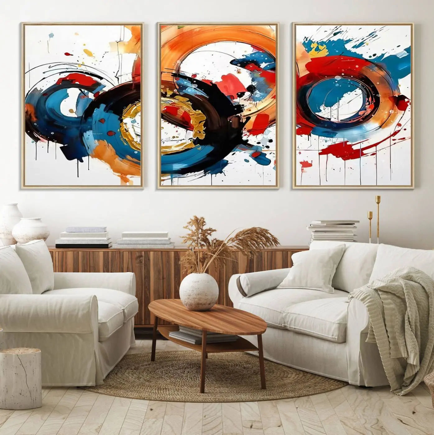 88266-MGV-FC-60X30-3P_Natural-Abstract Wall Art, Rings Wall Art Canvas Print