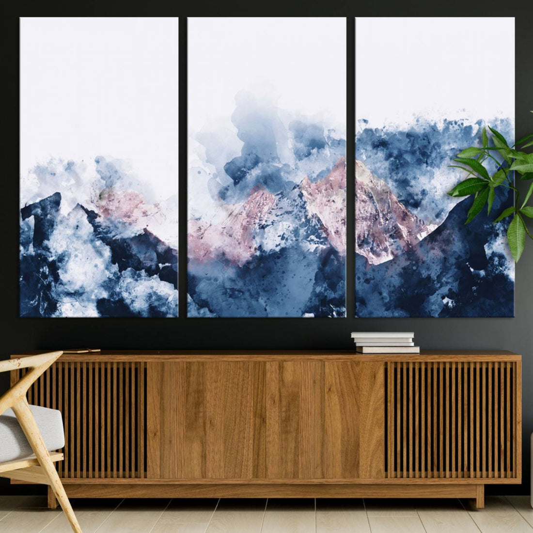 Abstract Watercolor Mountain Landscape Art Canvas Print