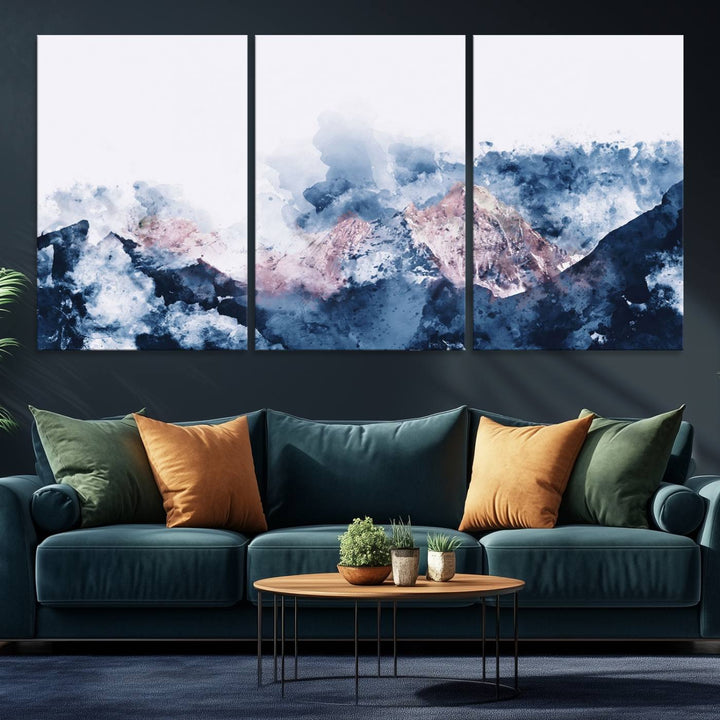 Abstract Watercolor Mountain Landscape Art Canvas Print
