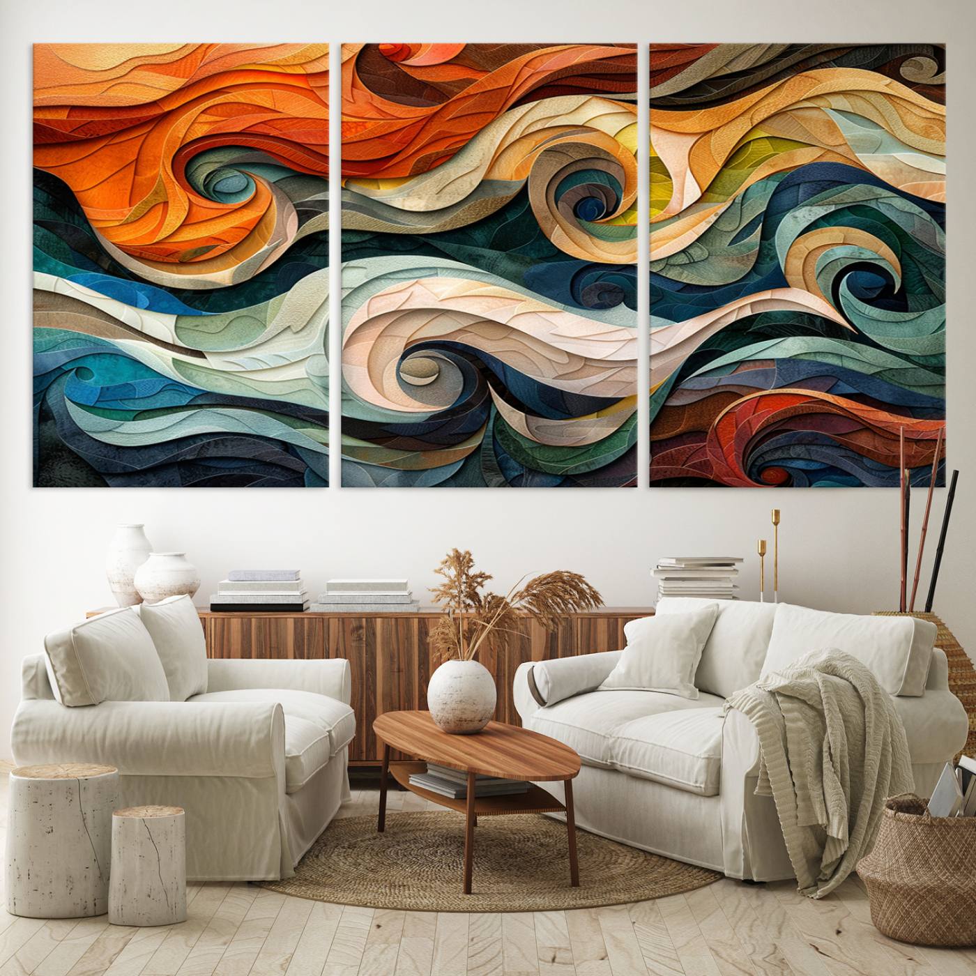 98463-MGV-CV-36X24-Abstract Wave Wall Art | Ready to Hang Framed Canvas Print | Vibrant Home Decor for Modern Spaces