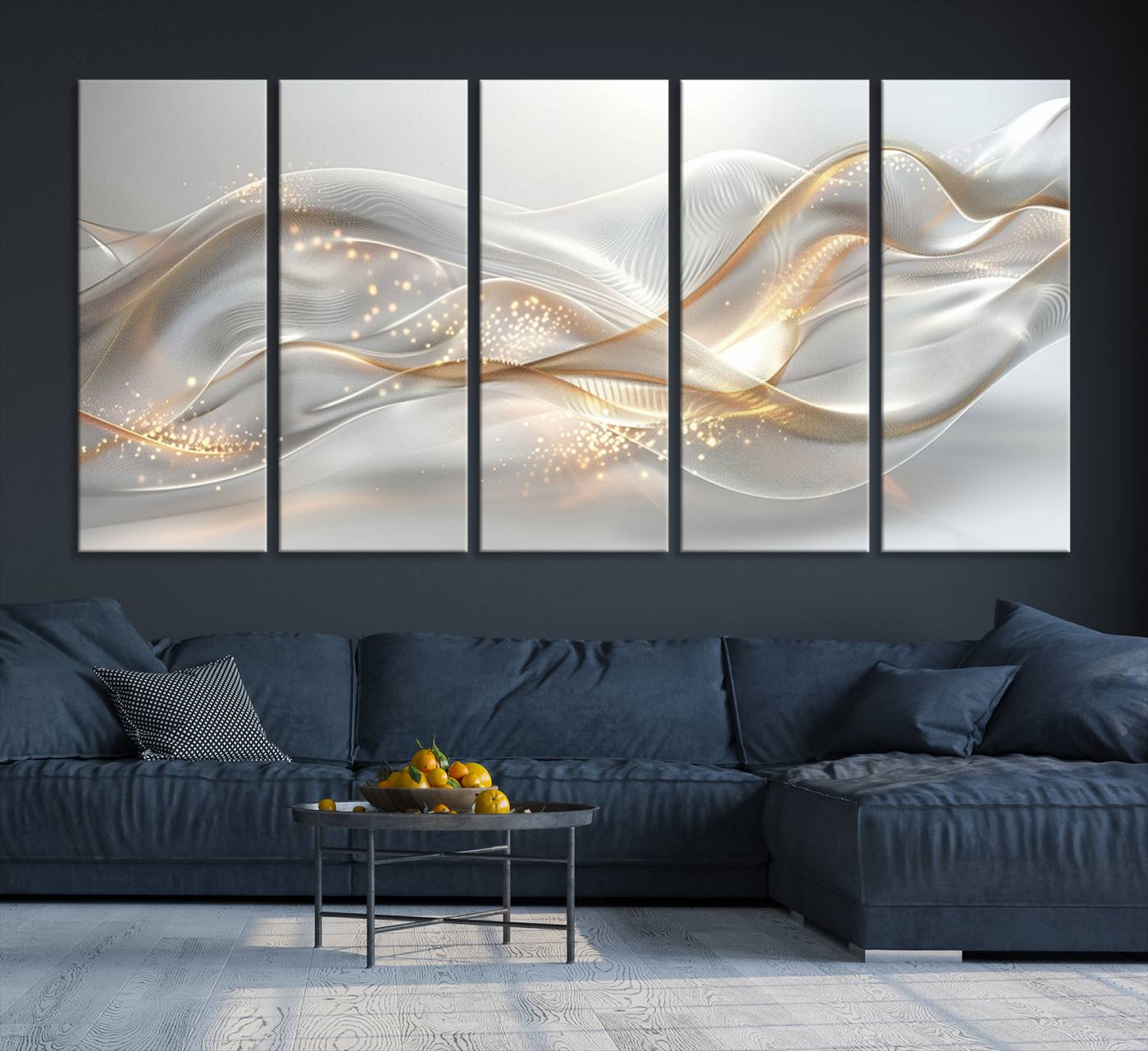 Lines2-MGV-CV-36X24-Abstract art Grey and Gold Lines Wall Art