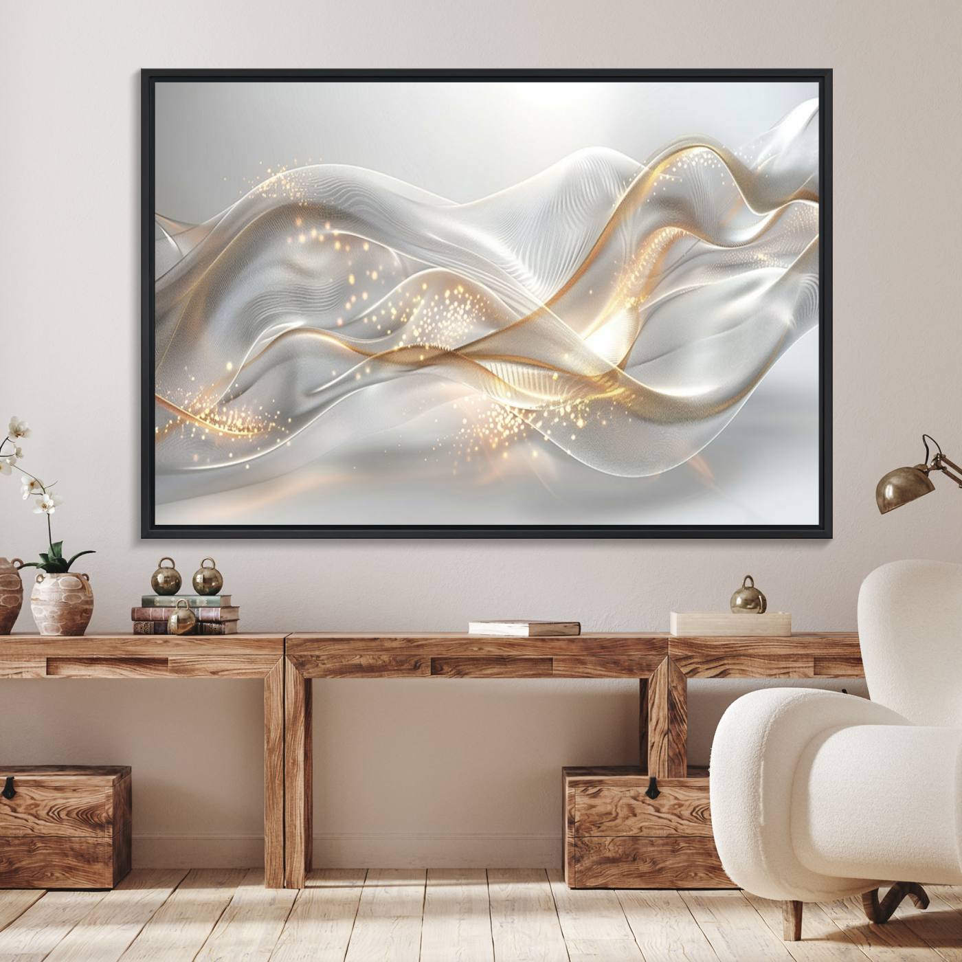 Lines2-MGV-FC-36X24_Black-Abstract art Grey and Gold Lines Wall Art