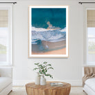 97740681-MGC-FP-36x24_Natural-Aerial Beach Wall Art Canvas Print, Ocean Waves Print, Framed Coastal Serenity Art Print, Large Sandy Shoreline Printing Coastal
