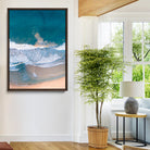 Aerial Beach Wall Art Canvas Print, Ocean Waves Print, Framed Coastal Serenity Art Print, Large Sandy Shoreline Printing Coastal