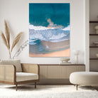 Aerial Beach Wall Art Canvas Print, Ocean Waves Print, Framed Coastal Serenity Art Print, Large Sandy Shoreline Printing Coastal