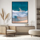 Aerial Beach Wall Art Canvas Print, Ocean Waves Print, Framed Coastal Serenity Art Print, Large Sandy Shoreline Printing Coastal