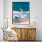 Aerial Beach Wall Art Canvas Print, Ocean Waves Print, Framed Coastal Serenity Art Print, Large Sandy Shoreline Printing Coastal