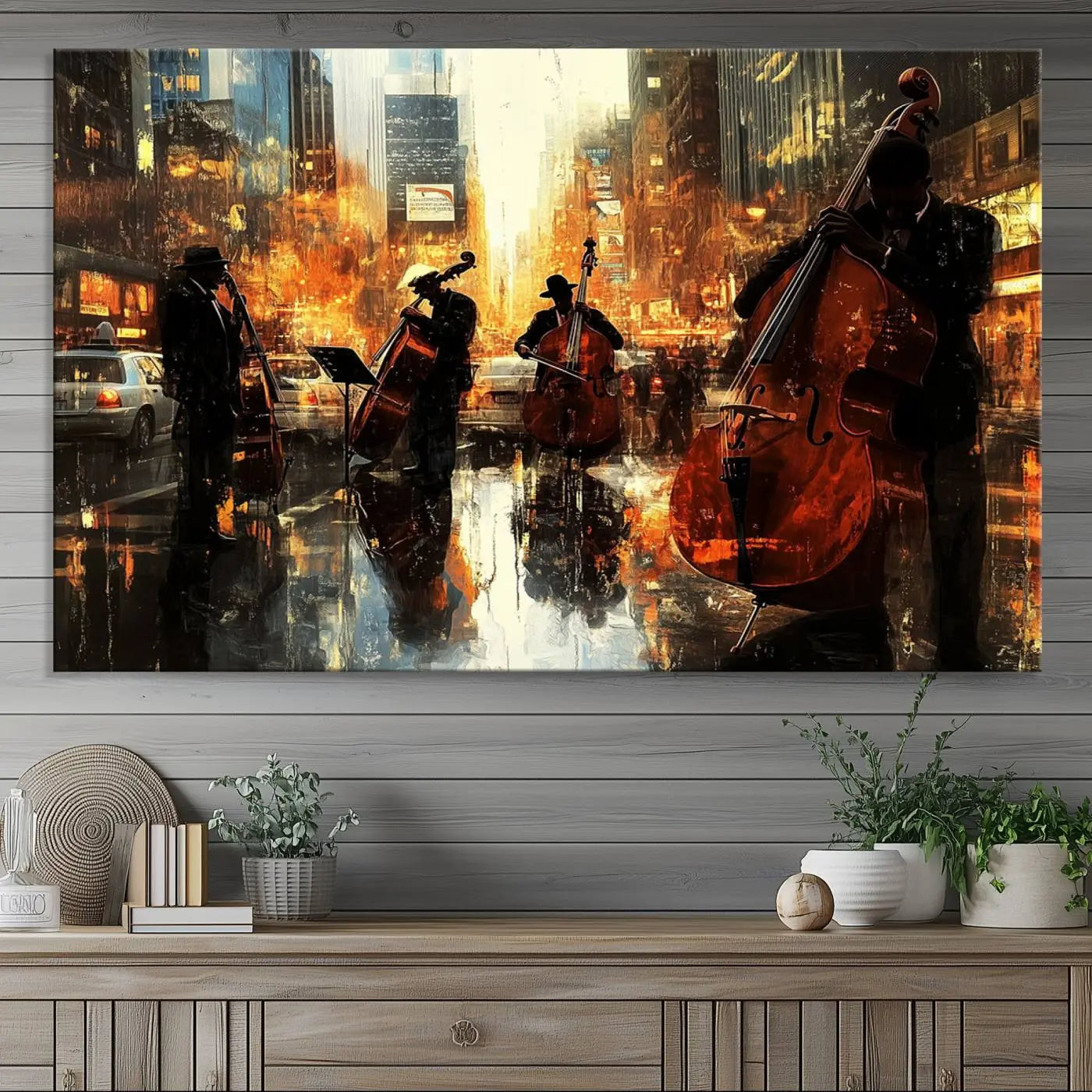 African American Abstract Jazz Wall Art - Framed Abstract Music Canvas - Colorful Instrument Canvsa for Living Room Walls