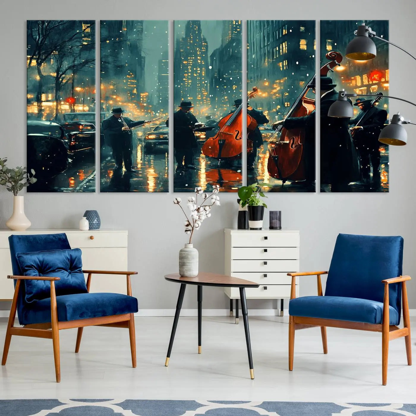 African American Jazz Art Print - Framed Abstract Music Canvas - Colorful Instrument Poster for Living Room Walls