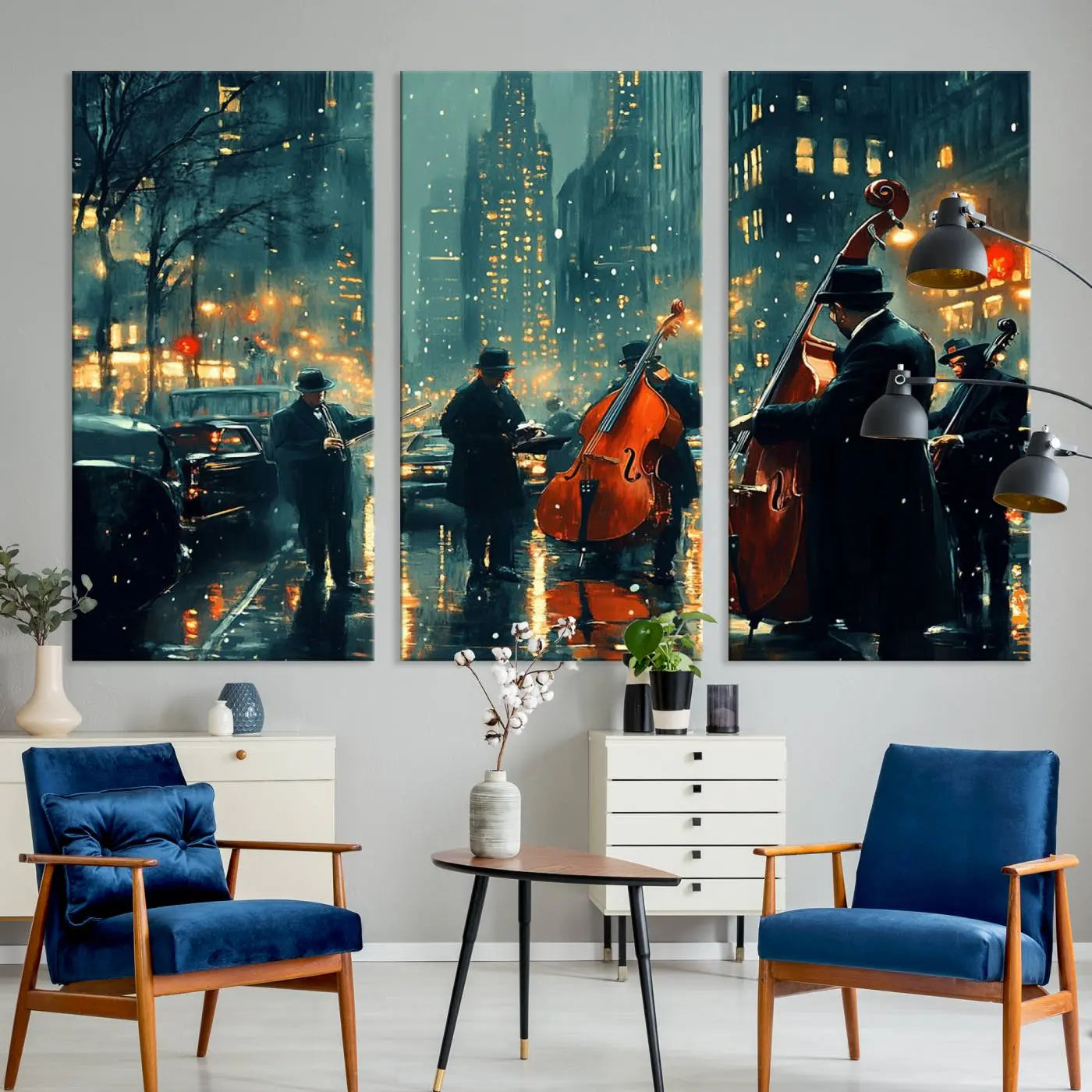African American Jazz Art Print - Framed Abstract Music Canvas - Colorful Instrument Poster for Living Room Walls