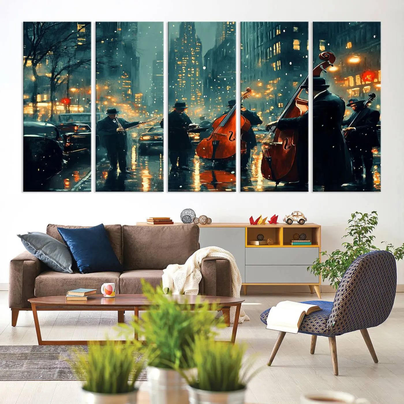 African American Jazz Art Print - Framed Abstract Music Canvas - Colorful Instrument Poster for Living Room Walls