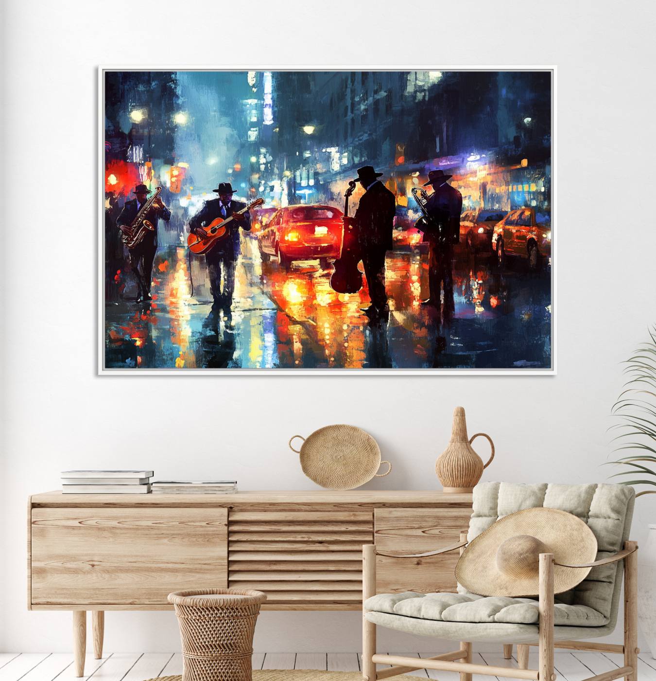 94605-MGV-CV-36X24-African American Jazz Canvas - Abstract Music Wall Art Print - Abstract Jazz Wall Art Framed Prints for Home Decor