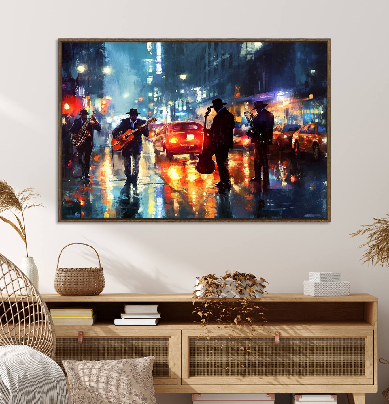 94605-MGV-CV-36X24-African American Jazz Canvas - Abstract Music Wall Art Print - Abstract Jazz Wall Art Framed Prints for Home Decor