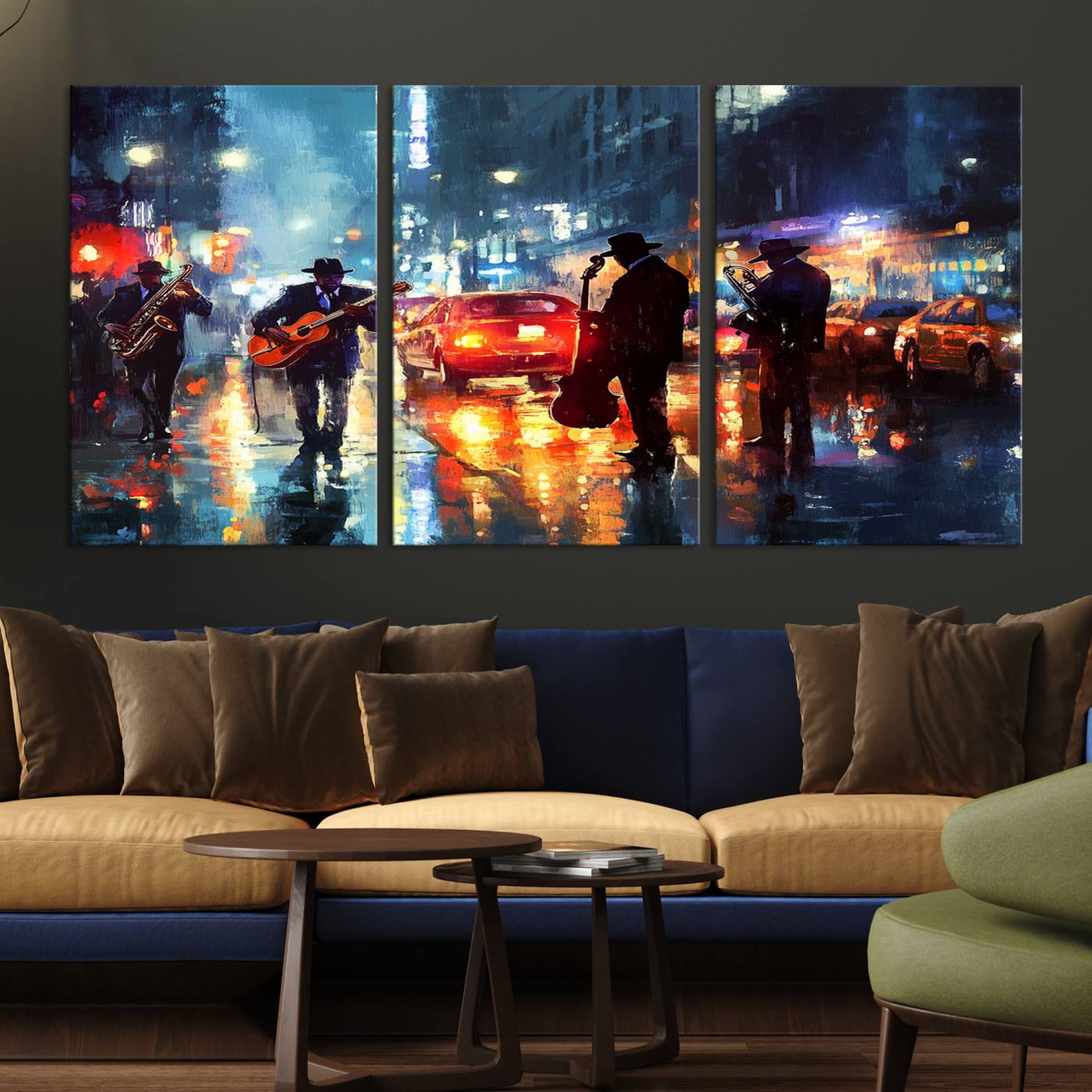94605-MGV-CV-36X24-African American Jazz Canvas - Abstract Music Wall Art Print - Abstract Jazz Wall Art Framed Prints for Home Decor