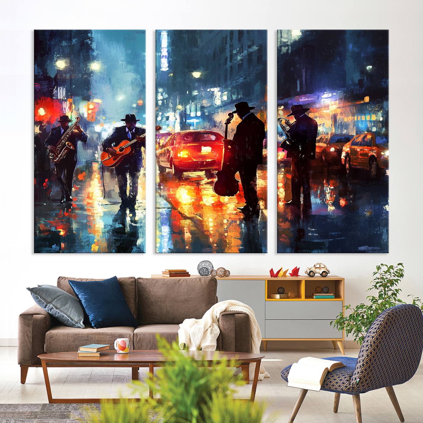 94605-MGV-CV-36X24-African American Jazz Canvas - Abstract Music Wall Art Print - Abstract Jazz Wall Art Framed Prints for Home Decor