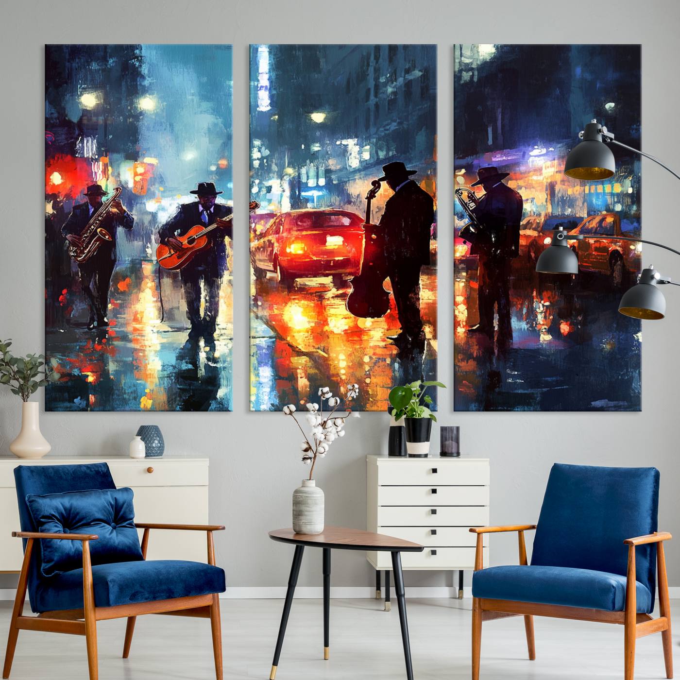 94605-MGV-CV-36X24-African American Jazz Canvas - Abstract Music Wall Art Print - Abstract Jazz Wall Art Framed Prints for Home Decor