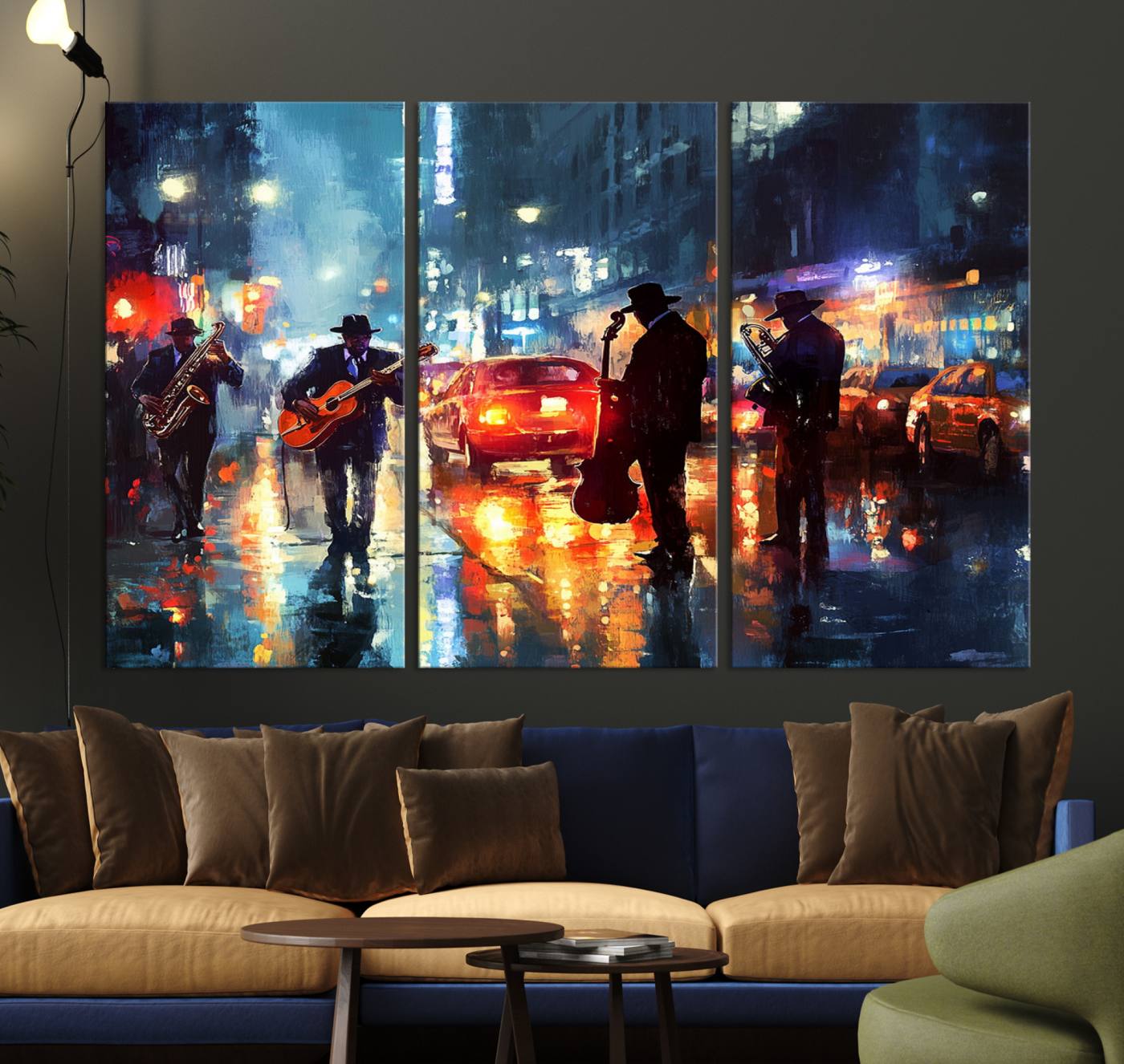 94605-MGV-CV-36X24-African American Jazz Canvas - Abstract Music Wall Art Print - Abstract Jazz Wall Art Framed Prints for Home Decor