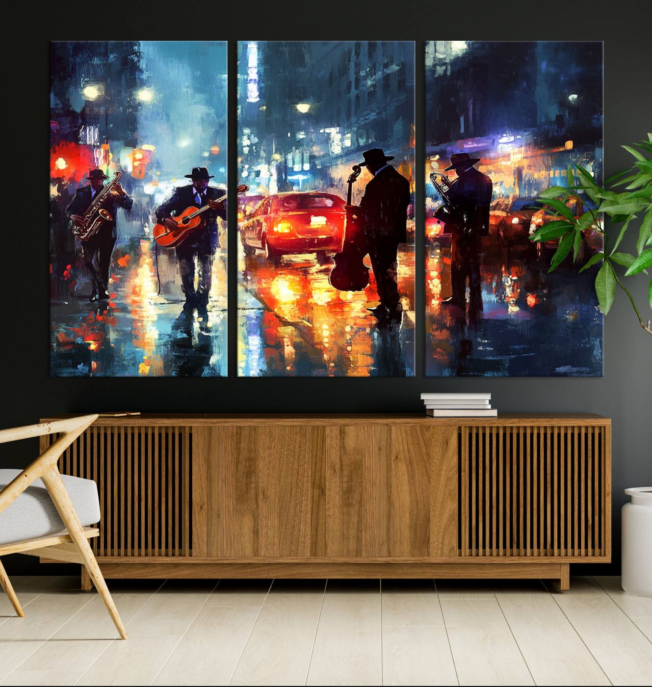 94605-MGV-CV-36X24-African American Jazz Canvas - Abstract Music Wall Art Print - Abstract Jazz Wall Art Framed Prints for Home Decor