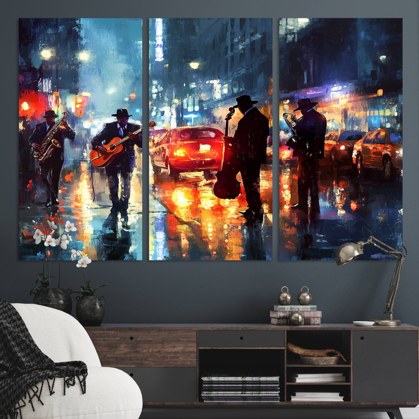 94605-MGV-CV-36X24-African American Jazz Canvas - Abstract Music Wall Art Print - Abstract Jazz Wall Art Framed Prints for Home Decor