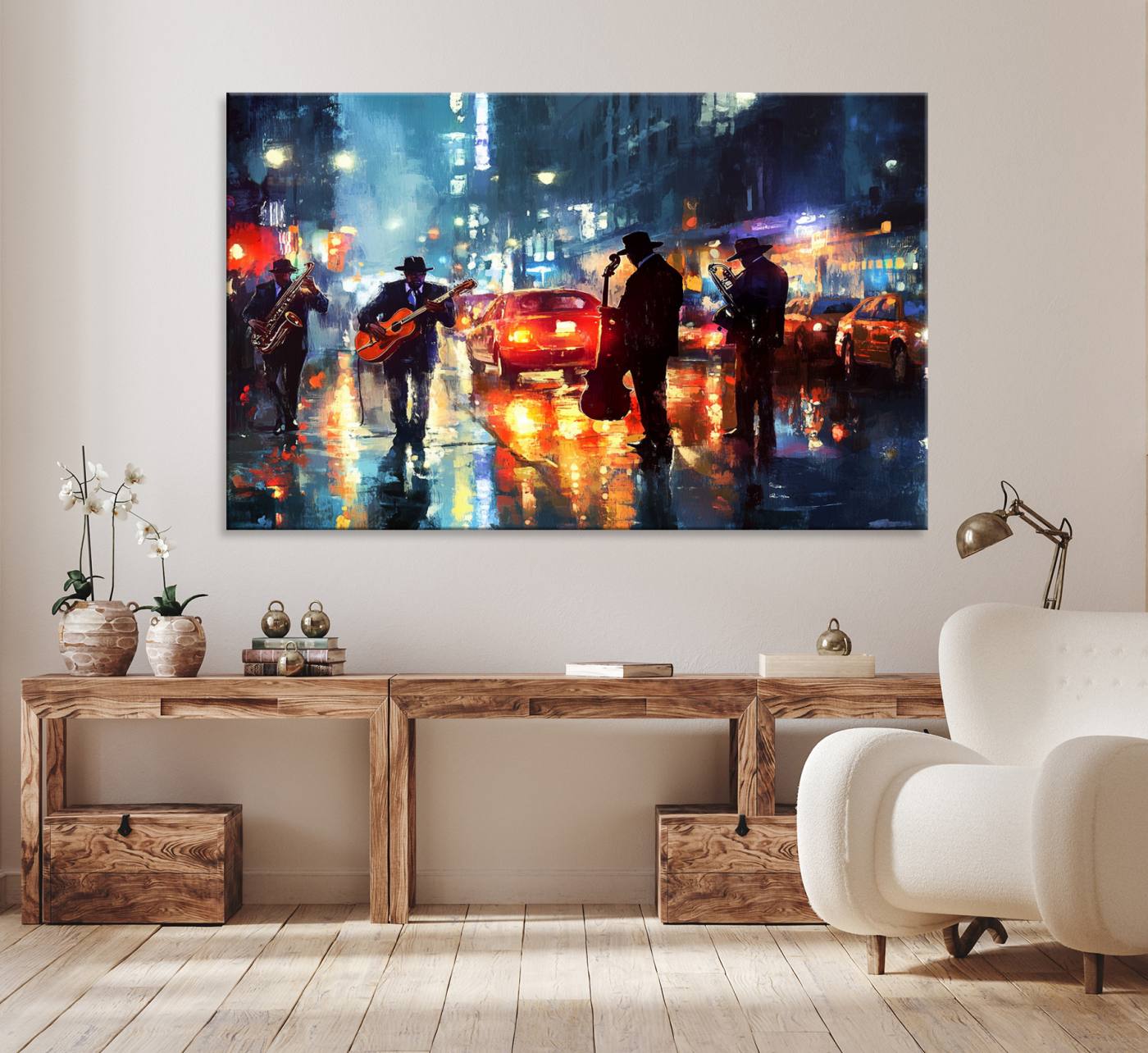 94605-MGV-CV-36X24-African American Jazz Canvas - Abstract Music Wall Art Print - Abstract Jazz Wall Art Framed Prints for Home Decor