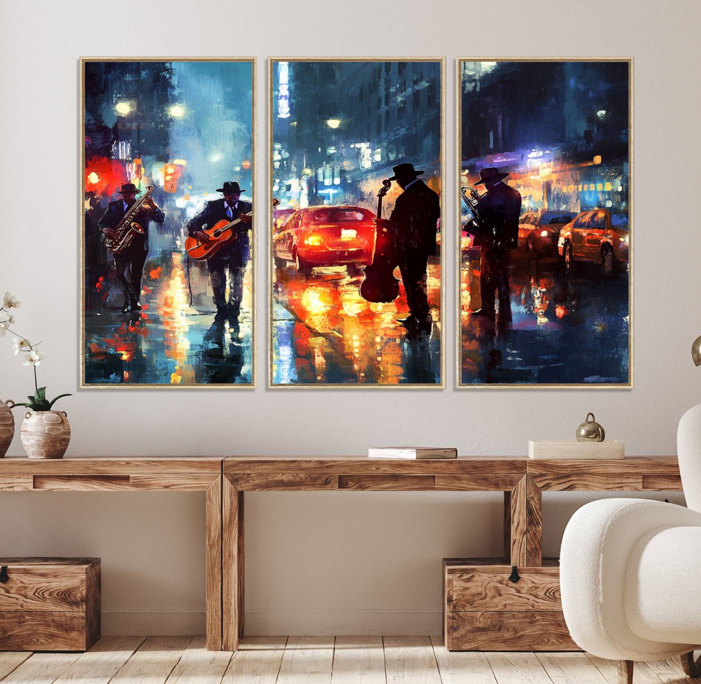94605-MGV-CV-36X24-African American Jazz Canvas - Abstract Music Wall Art Print - Abstract Jazz Wall Art Framed Prints for Home Decor