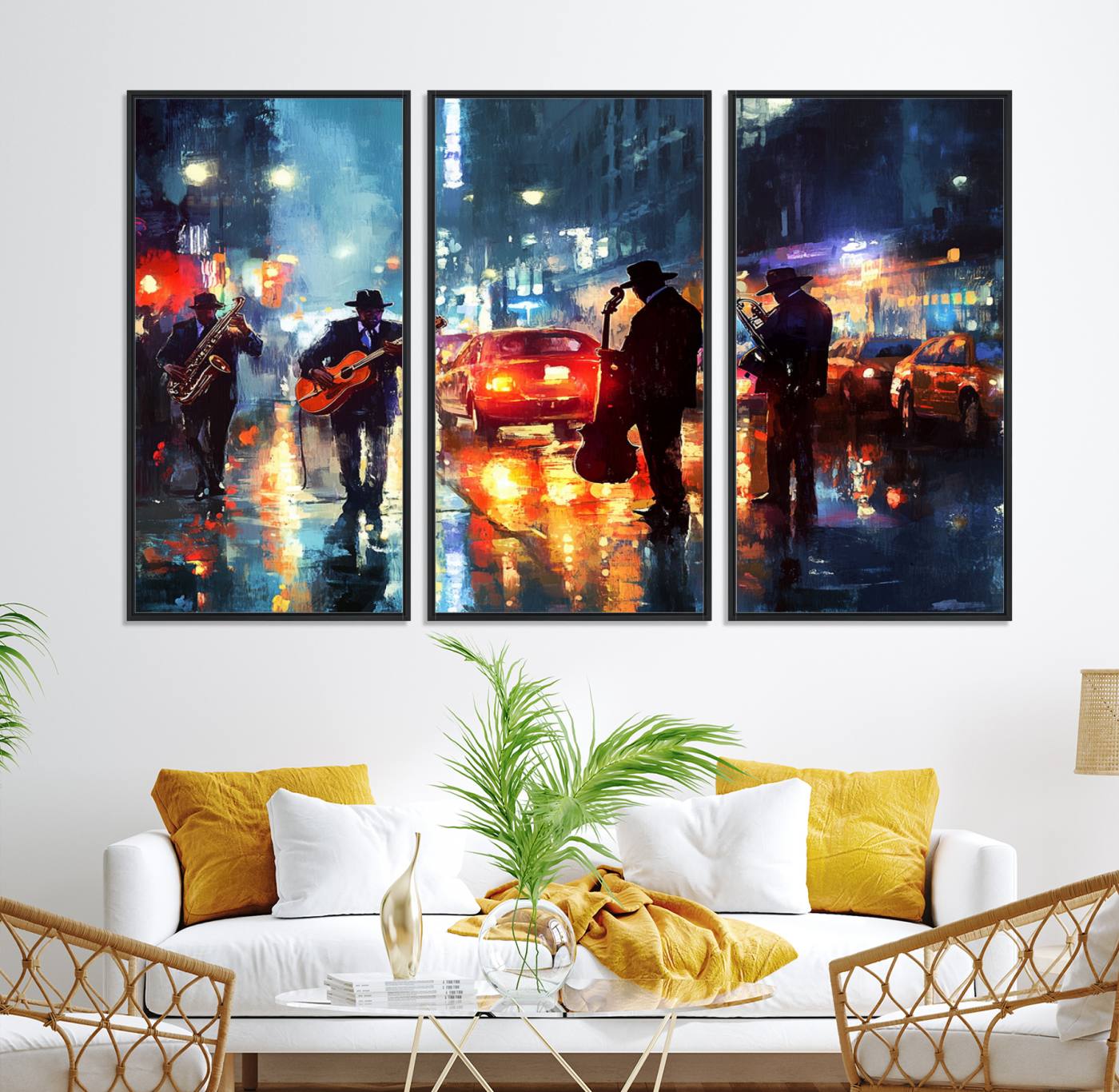 94605-MGV-CV-36X24-African American Jazz Canvas - Abstract Music Wall Art Print - Abstract Jazz Wall Art Framed Prints for Home Decor