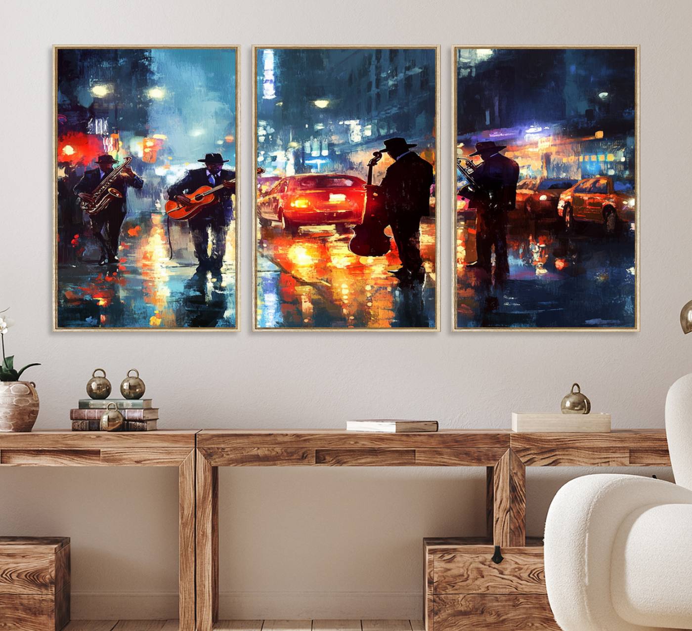 94605-MGV-CV-36X24-African American Jazz Canvas - Abstract Music Wall Art Print - Abstract Jazz Wall Art Framed Prints for Home Decor