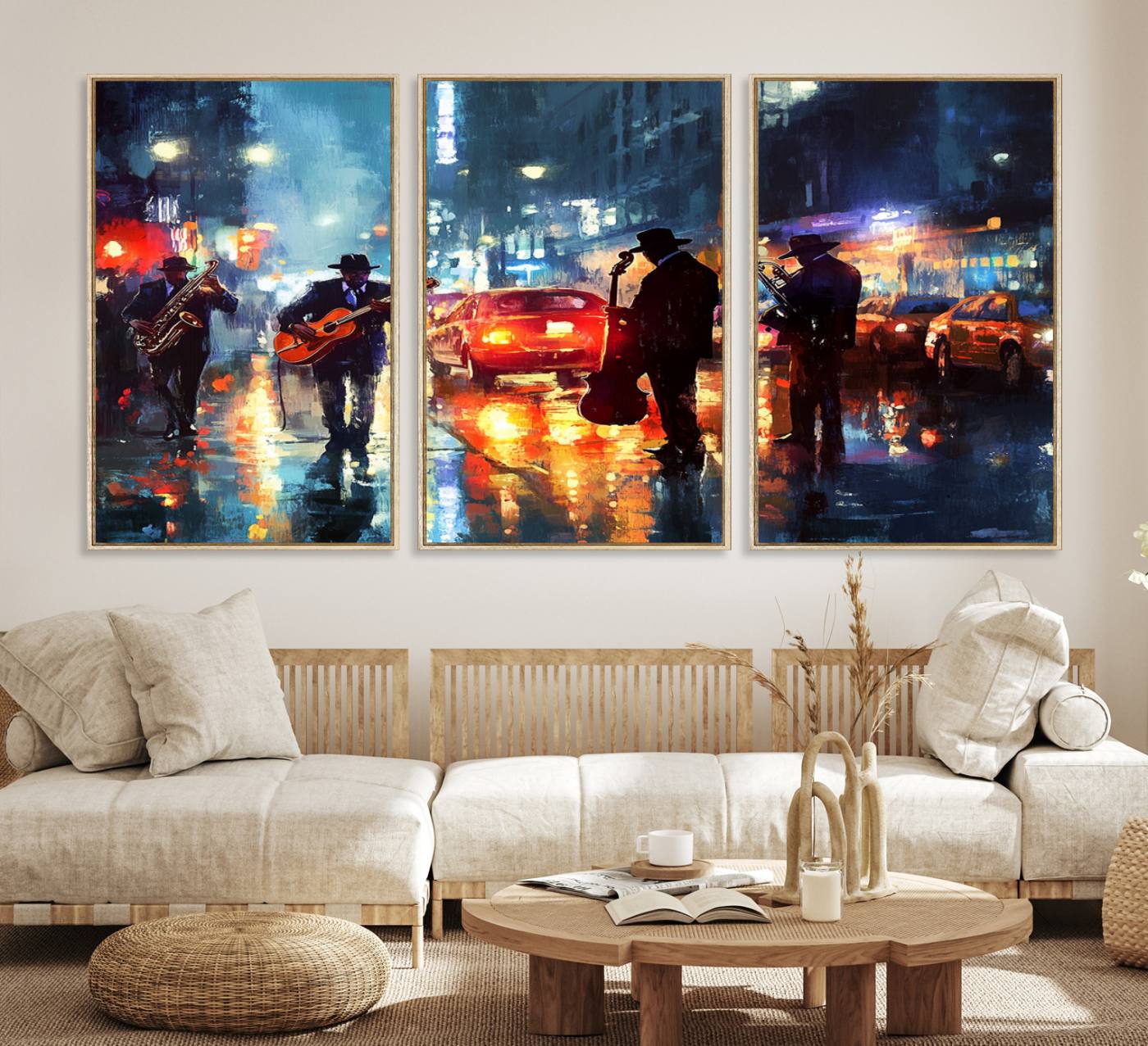 94605-MGV-CV-36X24-African American Jazz Canvas - Abstract Music Wall Art Print - Abstract Jazz Wall Art Framed Prints for Home Decor