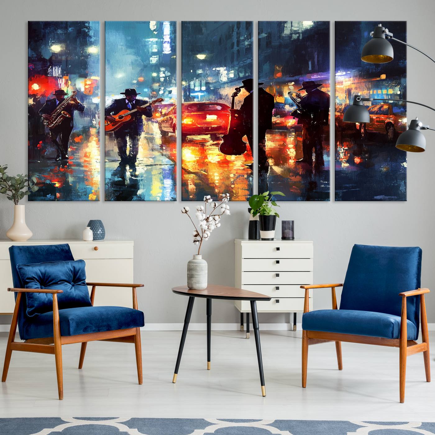 94605-MGV-CV-36X24-African American Jazz Canvas - Abstract Music Wall Art Print - Abstract Jazz Wall Art Framed Prints for Home Decor