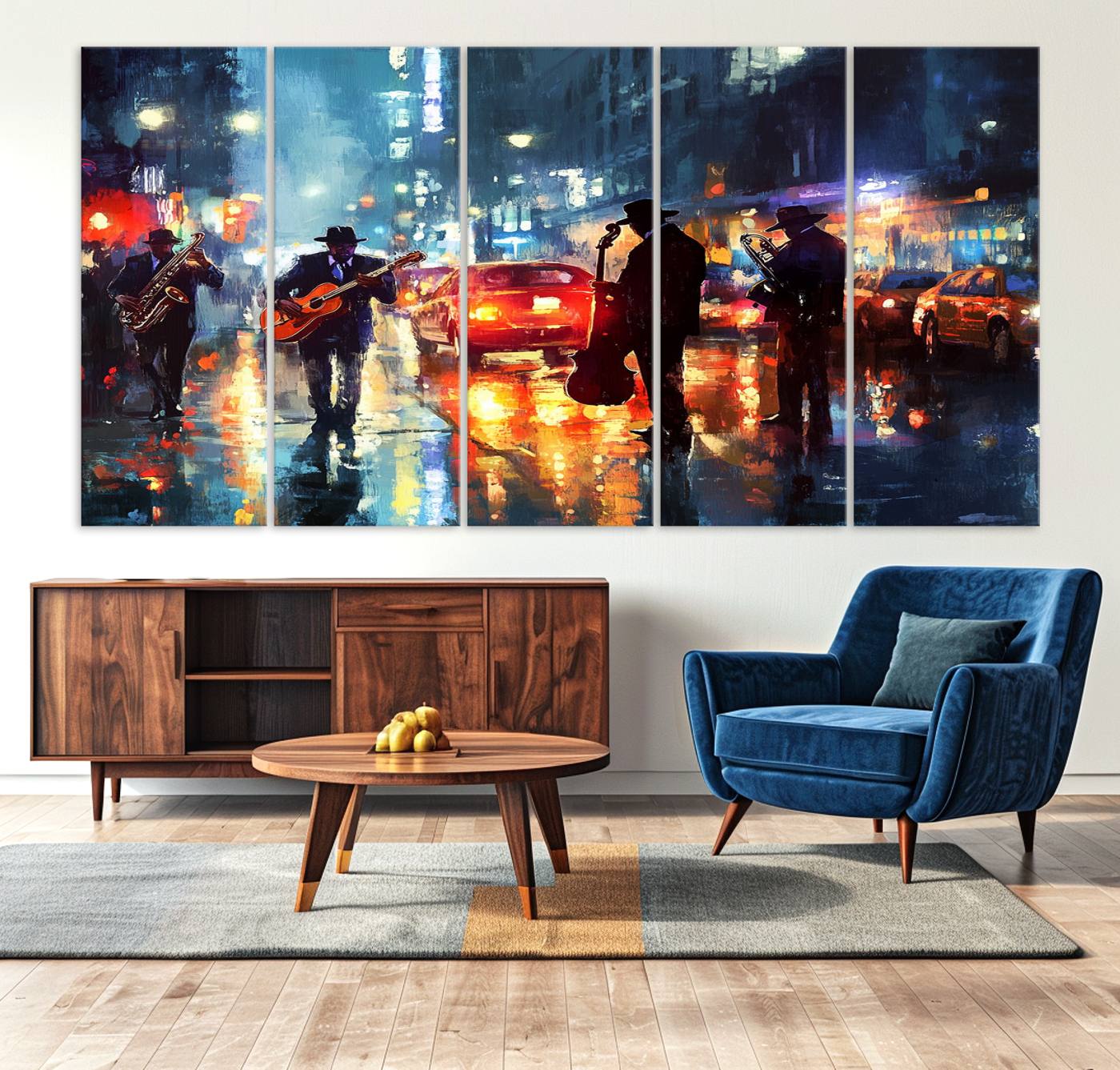 94605-MGV-CV-36X24-African American Jazz Canvas - Abstract Music Wall Art Print - Abstract Jazz Wall Art Framed Prints for Home Decor