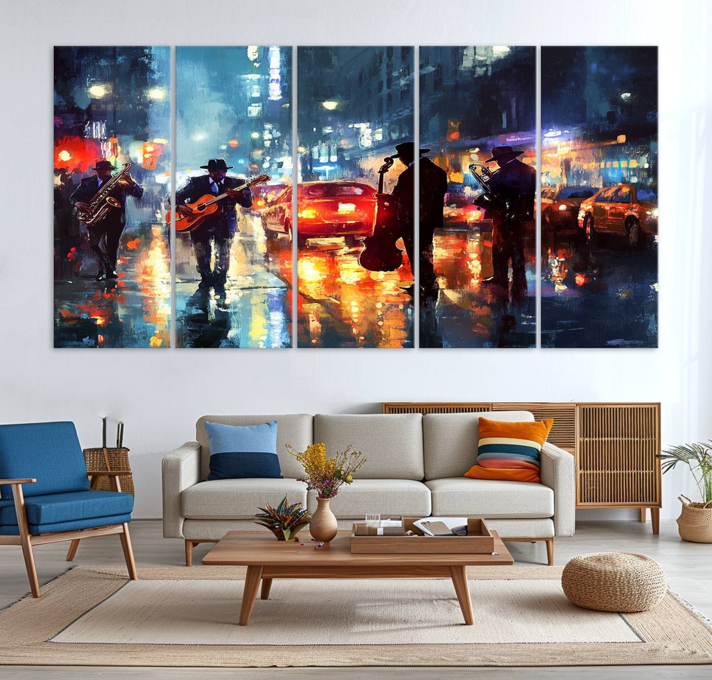 94605-MGV-CV-36X24-African American Jazz Canvas - Abstract Music Wall Art Print - Abstract Jazz Wall Art Framed Prints for Home Decor
