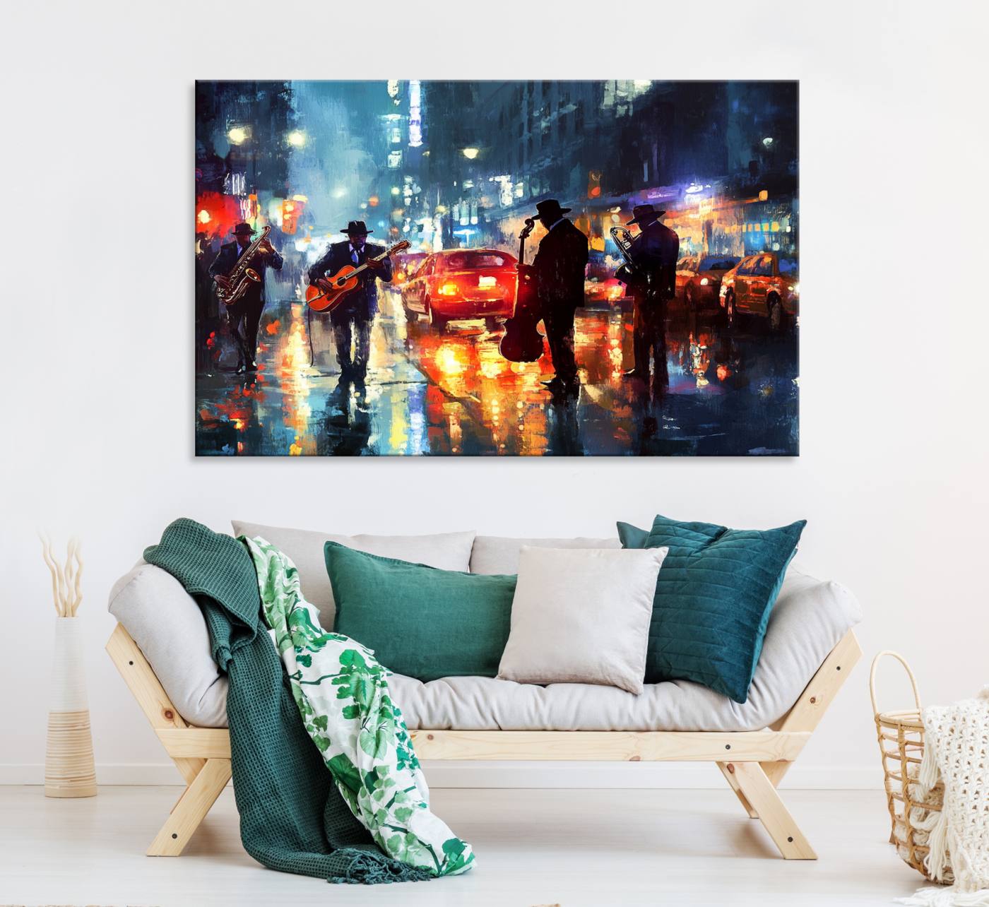 94605-MGV-CV-36X24-African American Jazz Canvas - Abstract Music Wall Art Print - Abstract Jazz Wall Art Framed Prints for Home Decor