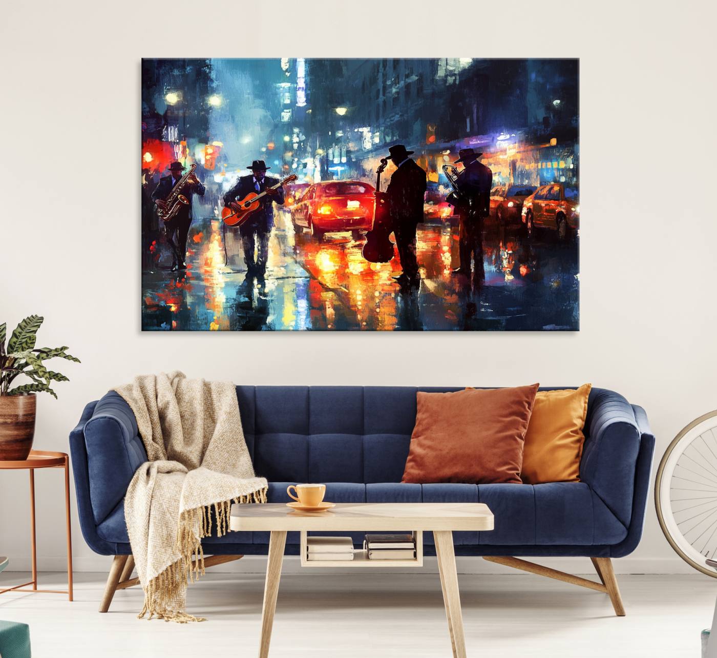 94605-MGV-CV-36X24-African American Jazz Canvas - Abstract Music Wall Art Print - Abstract Jazz Wall Art Framed Prints for Home Decor
