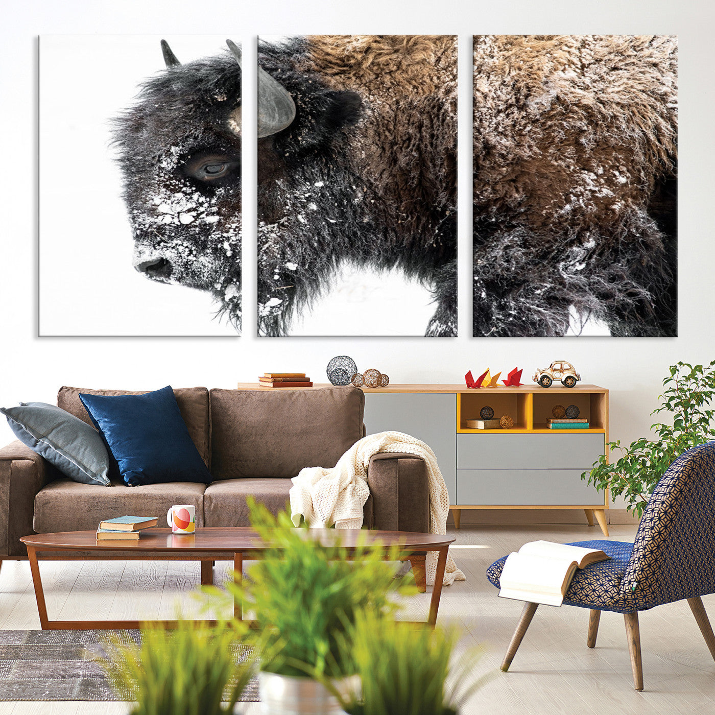 24304-MGV-CV-36X24-American Bison Wall Art Print | Buffalo Canvas Wall Art | Framed and Ready to Hang Bison Print for Living Room or Office