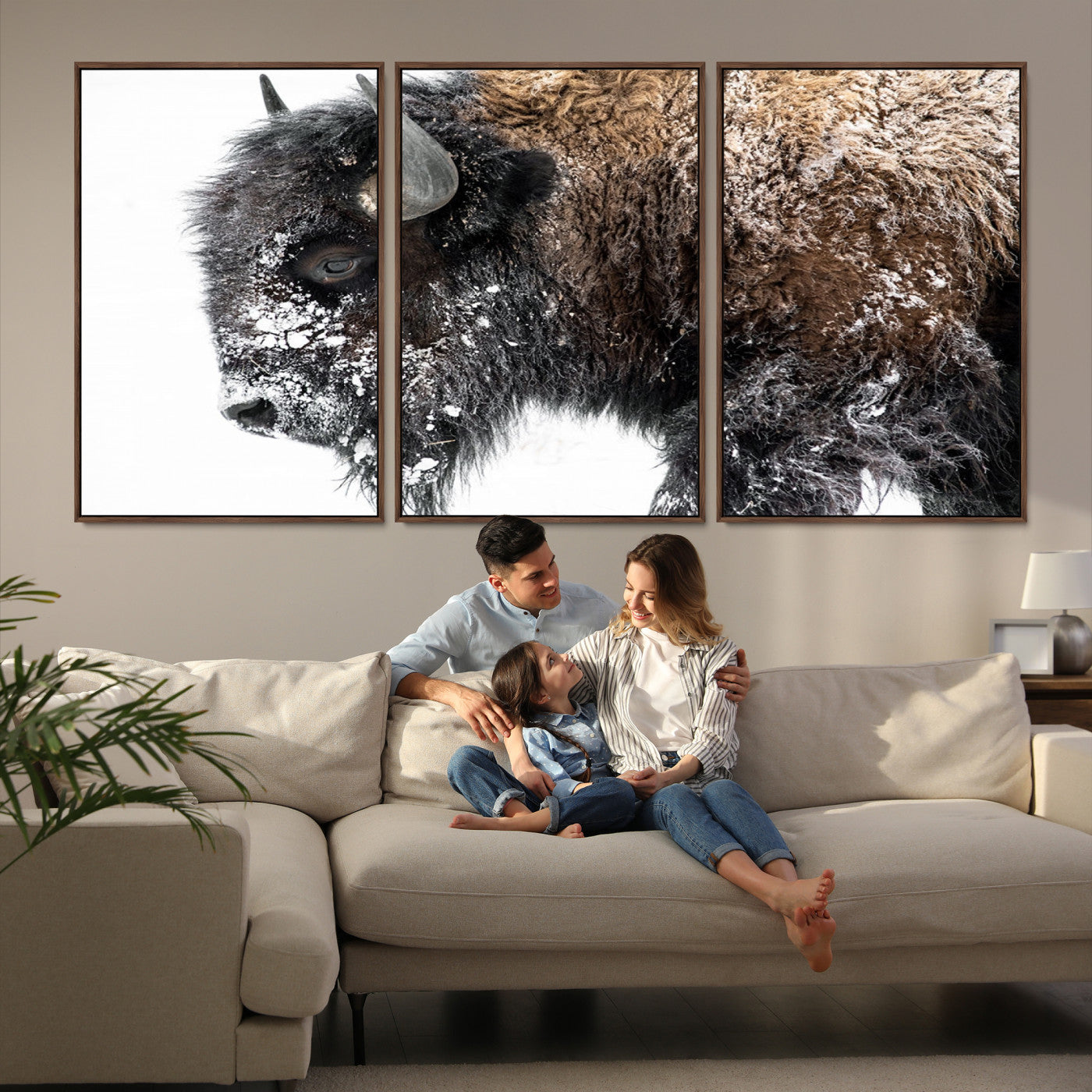 24304-MGV-CV-36X24-American Bison Wall Art Print | Buffalo Canvas Wall Art | Framed and Ready to Hang Bison Print for Living Room or Office